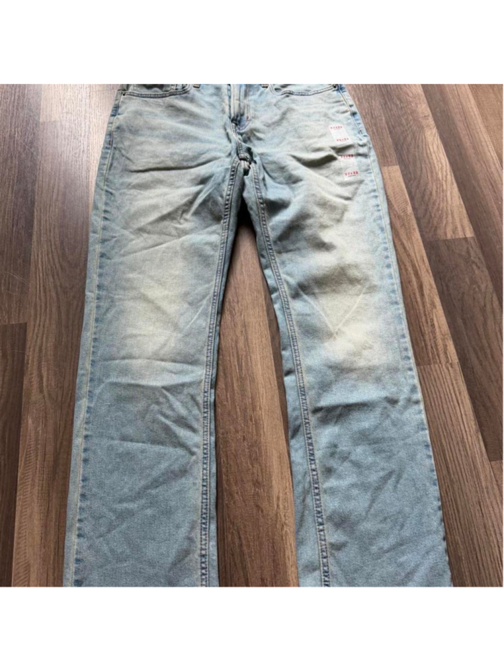 Light wash straight leg jeans with an easy relaxed everyday fit
